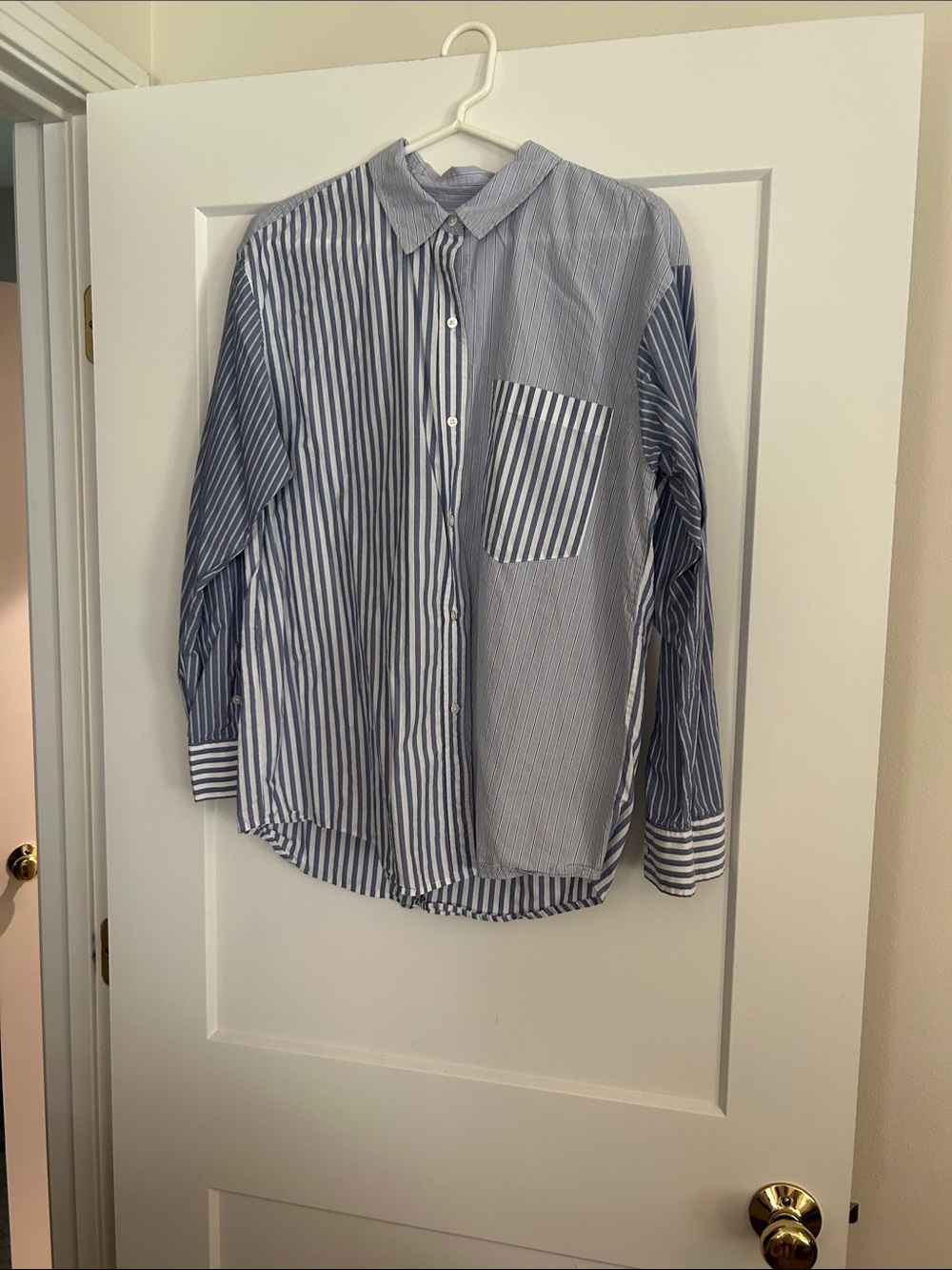 Rails Blue & White Striped Mixed-Pattern Button Down